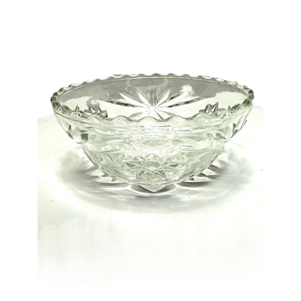 Vintage ANCHOR HOCKING Star Of David PRESCUT EAPC Glass SMALL Clear Serving Bowl